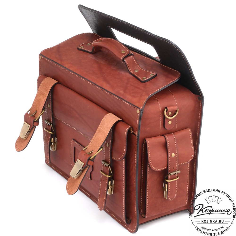 Кожаный портфель-кофр  "Универсал"  (коньяк)